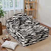Black Zebra Printed Plush Corduroy