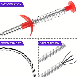 Clearance, Clearance, Limited Stock Flexible Drain Cleaning Claw Tool, Spring-Operated Pipe Grabber for Sink, Shower, Toilet Clog Removal, Hair Debris Retriever with Bendable Metal Hose