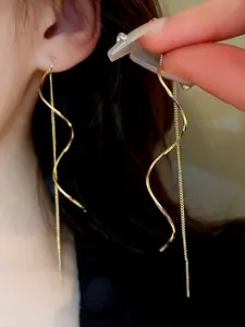 Women's Simple Fashion Wave Earrings, Elegant Ear Line Design, Perfect for Daily Wear & Special Occasions, Trendy Jewelry Accessory