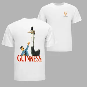 Guinness Vintage Ostrich Beer Poster Graphic T-Shirt Classic Retro Artwork Streetwear Casual Soft Cotton Tee Unisex Gift, guinness tee, ostrich graphic, retro beer shirt, vintage design, streetwear look