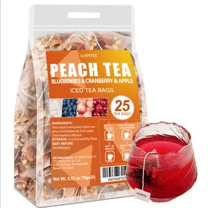 Peach Cranberry Fruit Tea 8.82oz/250g Herbal Infused No Additives Blueberry Apple Hibiscus Triangle Bag Summer Refreshing Tea Easter Basket Stuffers