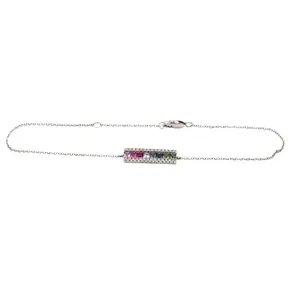 Ruby, Sapphire, and Diamond Bracelet - 14k White Gold