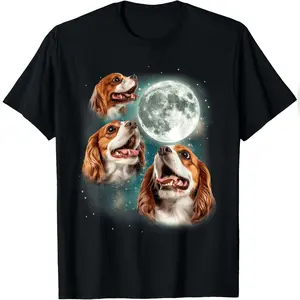3 Cavalier King Charles Spaniel Moon Canine Pet Dog Lover T-Shirt Comfy Everyday T-Shirt