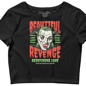 Eye Kandy T-Shirt - Black Crew Neck Short Sleeve with "Beautiful Revenge" Design, Casual Style for Everyday Wear