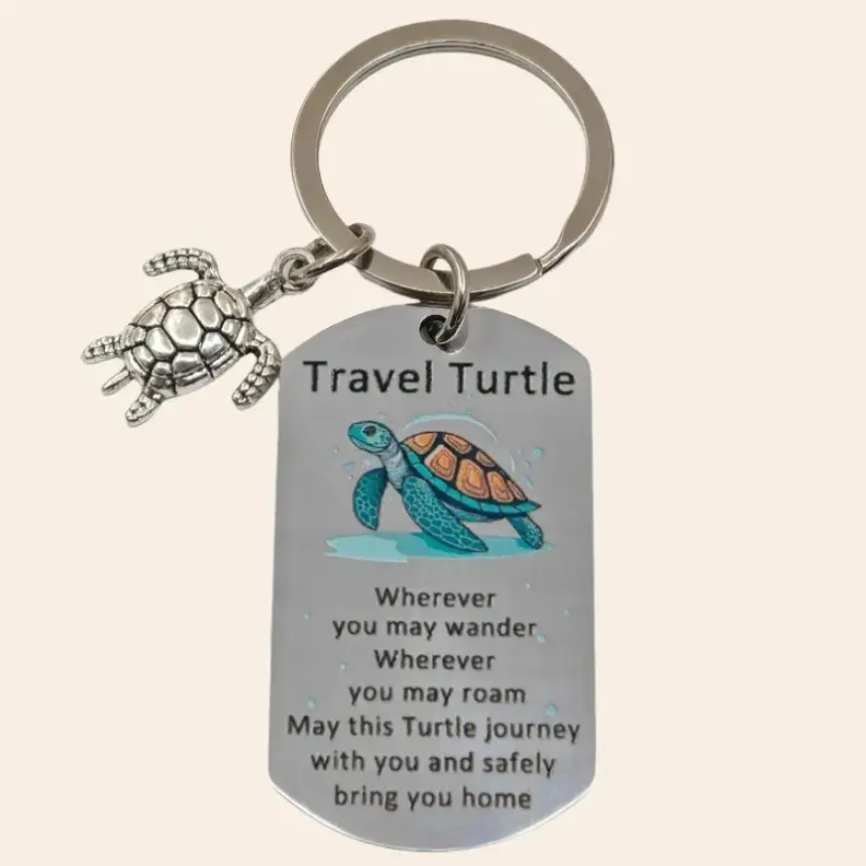 1pc Stainless Steel Sea Turtle Keychain - Coastal Under the Sea Style Unisex Nautical Accessory, Daily Carry Backpack Add-on, Thoughtful Birthday Gift Ideas for Ocean Enthusiasts, Sea Turtle Keychains