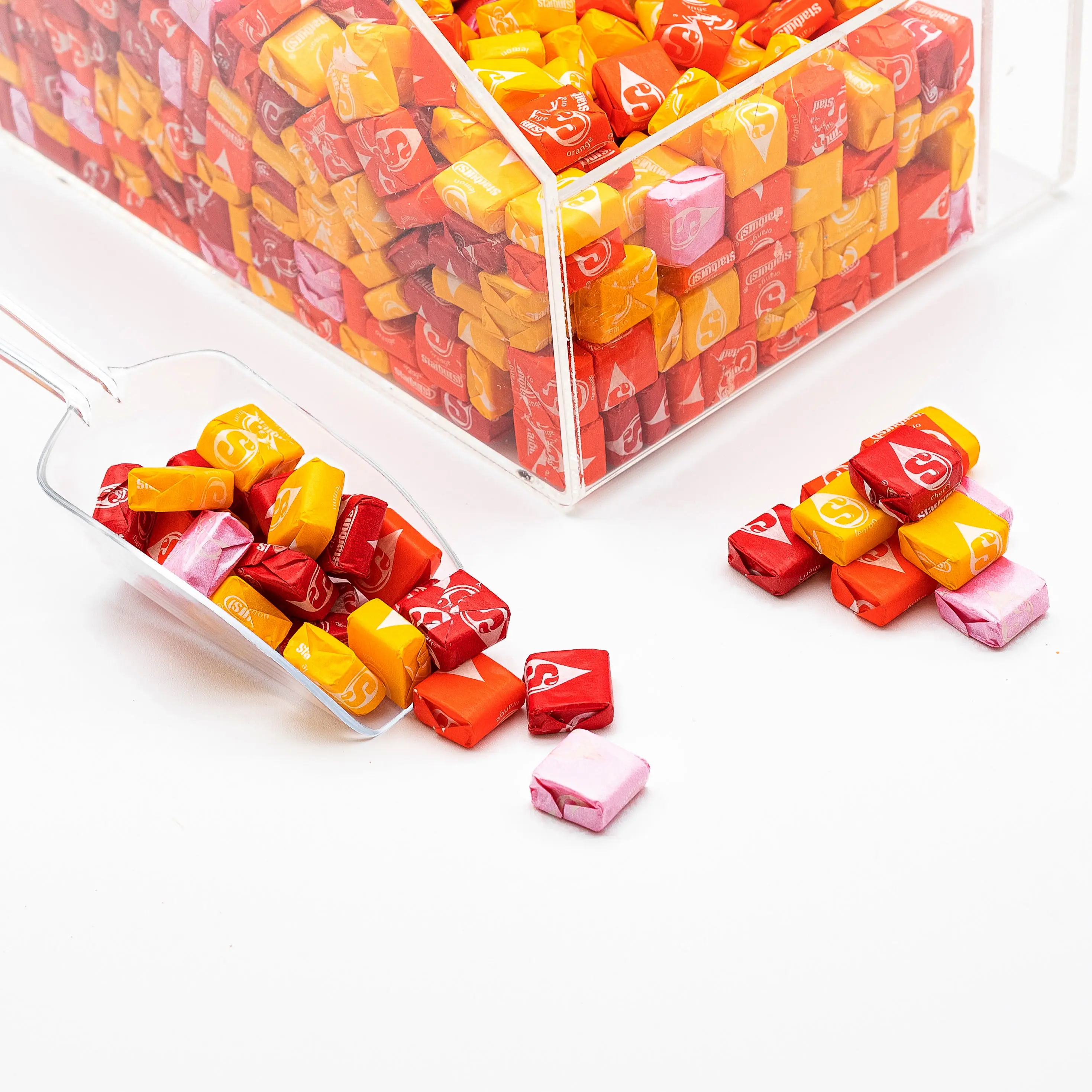 Starburst Fruit-Flavored Chewy Candies - Cholesterol-Free, Pure Sugar Wrapped Cube Snacks with Sweet Lemon & Strawberry Flavors