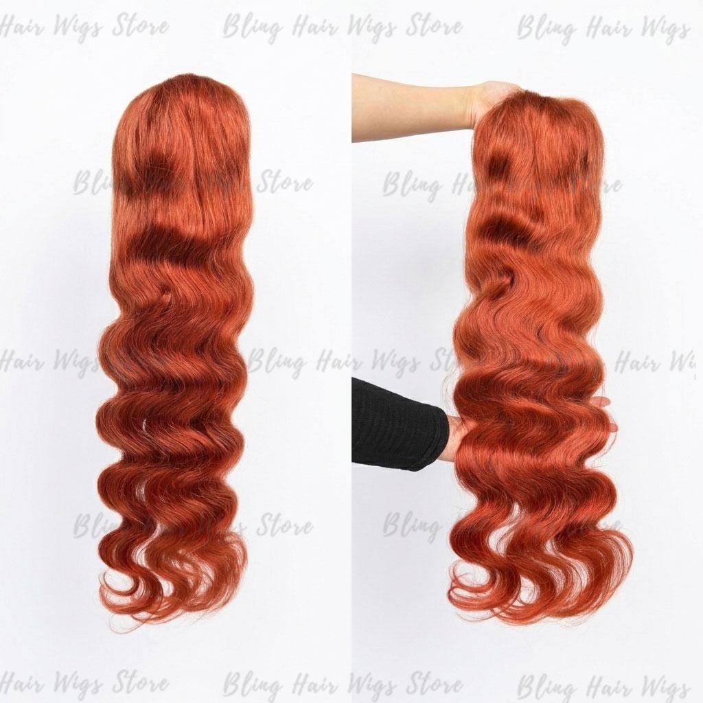 Bling Hair 34inch Reddish Brown Body Wave Pre Plucked 13x4 13x6 Hd Lace Frontal Human Hair Wig Brazilian Wavy Color Wig for Black Women with Baby Hair 34inch #Summervibes