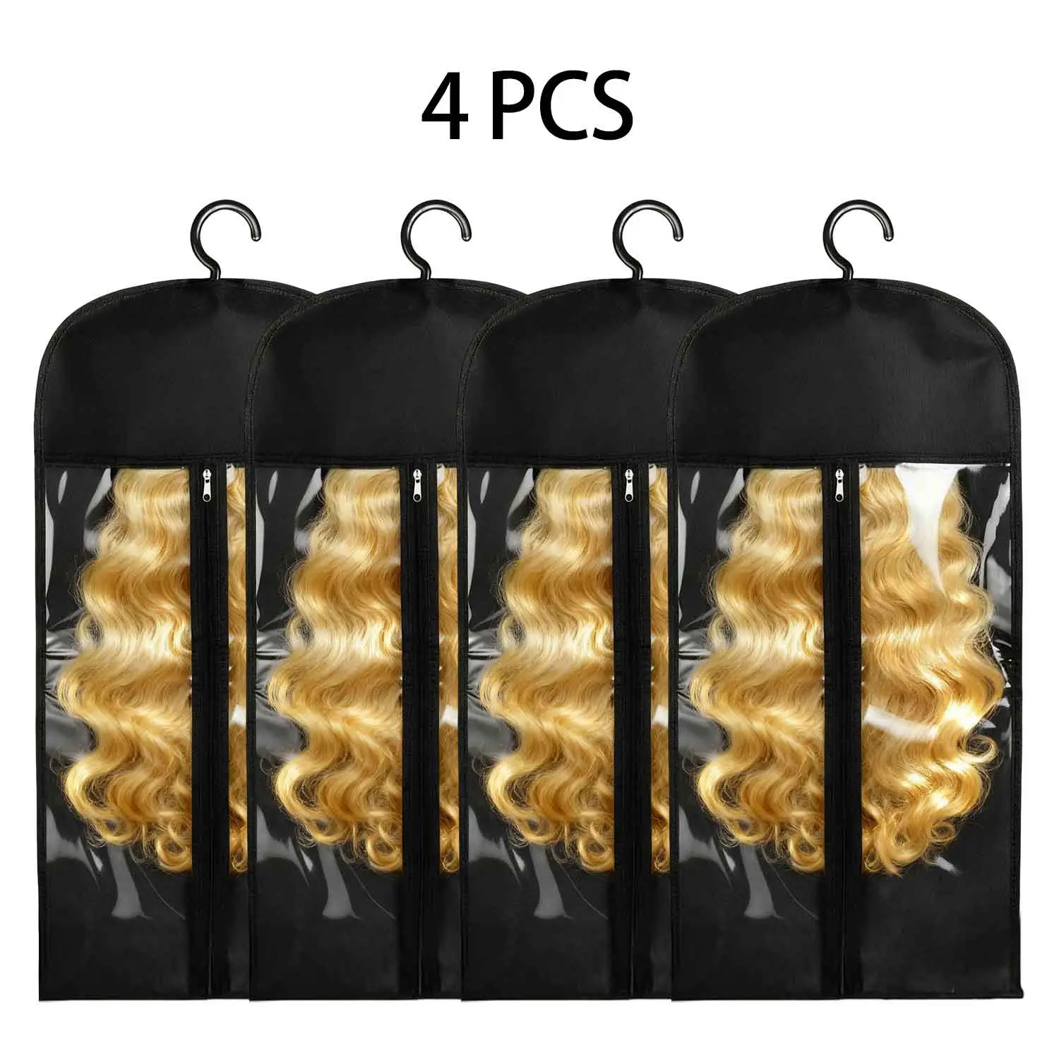 Wig Storage Bags with Hanger Included, 4/8-Pack (8pcs Pink) Dust-Proof Protector for Wigs & Hair Extensions, Transparent Portable Closet/Home Organizer, Lightweight Breathable Cover, Bohemian Smooth Salon-Ready Design, Protects Shape for Adults