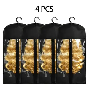 4/8Pcs Wig Storage Bags with Hanger Hair Extension Wig Storage Hanger Bags for Multiple Wigs with Tags Organizer Dust-Proof Home Travel Closet Wigs & Accessories wig accessory wig tool extra long wig storage bag Protector Cover