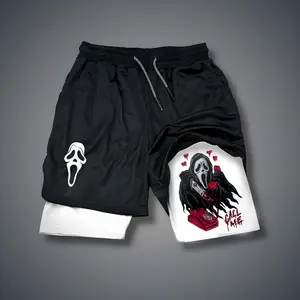 Halloween 80s 90s summer men shorts for men jorts outfit men graphic shorts Double-layer sports shorts Comfortable short shorts summer