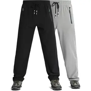 Men's Lightweight Joggers Pants Quick Dry Hiking Pants for Running Sports Gym Zipper Pockets