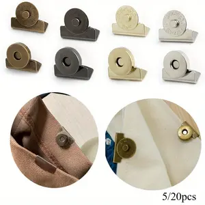 5/ 20pcs Canvas Bag Wallet Edge Magnetic Alloy Snap Closure, 20*7mm, 4 Colors, No-Sew Magnetic Buckle For Single-Shoulder Bags & Clothes, DIY Crafts Accessory