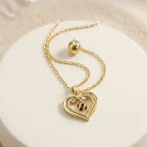 18k Gold-Plated Football Soccer Ball Pendant Necklace with Sparkling Stones, Gold-Tone Metal Fashion Costume Jewelry Accessory, Gold-Tone Metal Necklaces