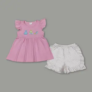 Baby Girl Princess Summer Outfit – Toddler Embroidered Clothes 2pc Shorts Set