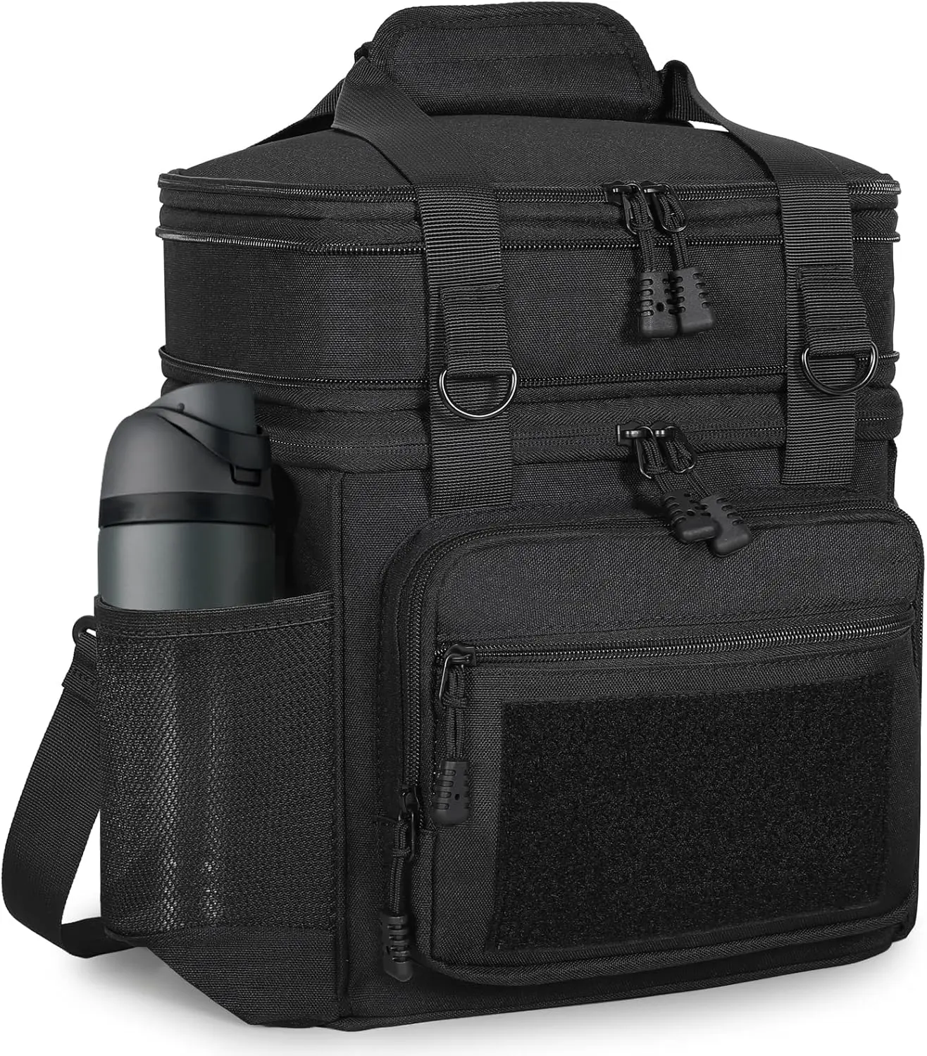 Double Deck Insulated Lunch Box, Expandable Large Lunch Bag Leakproof Cooler Bag Lunch Pail for Men Women Adults Work Shifts Travel Daytrip, Black