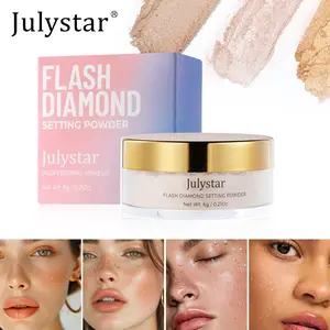 Julystar Makeup Glitter Loose Powder Concealer, Diamond Honey Powder, Fine Sweat-Proof Long-Lasting Oil-Control Matte Setting Powder, Holiday Gift