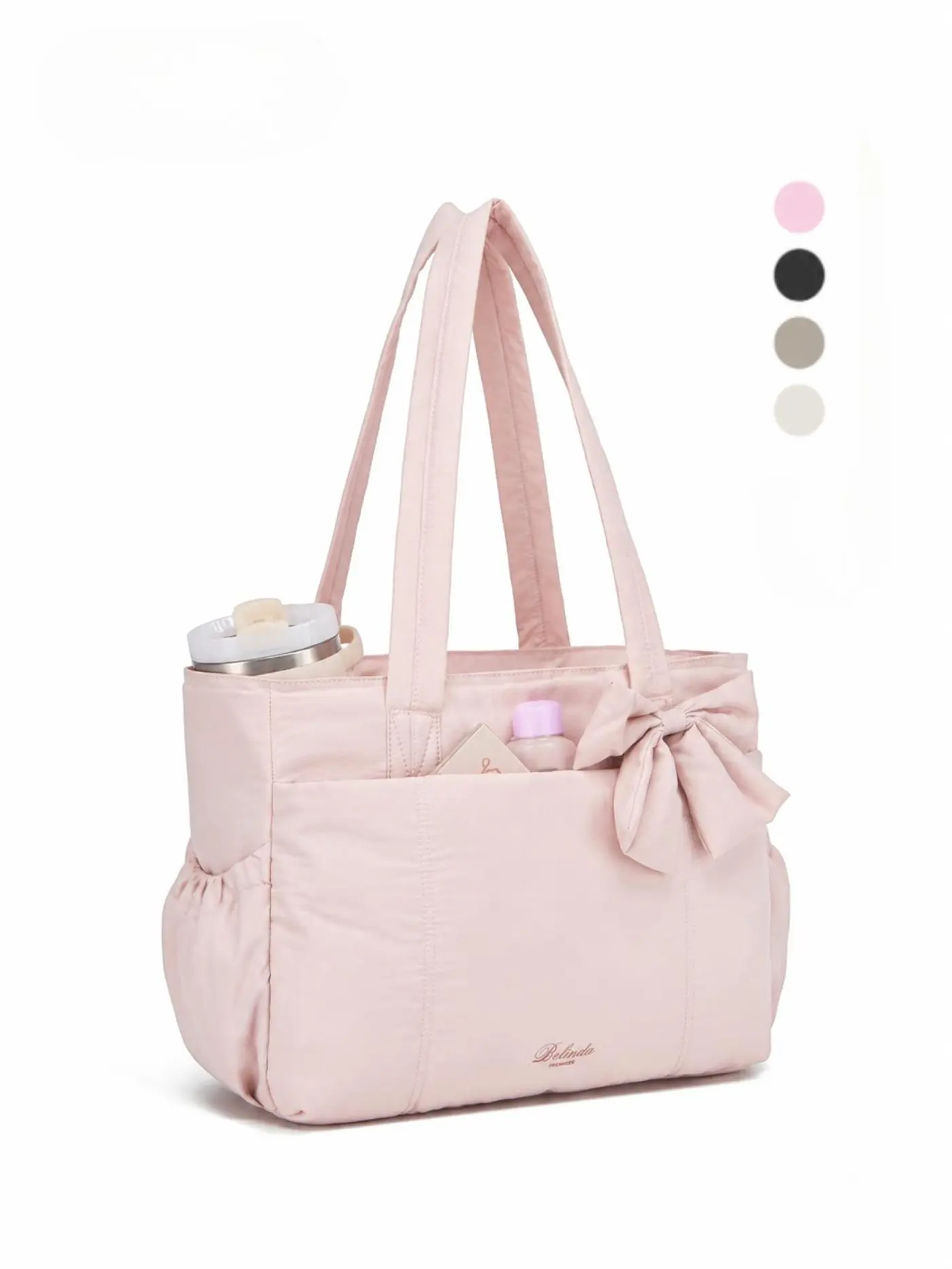 BELINDA Women's Lightweight Tote Bag - Bow Detail, Multiple Compartments, Work Bag for Daily Errands, Travel, Tote Bags Casual Everyday Bag
