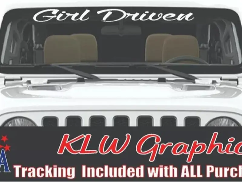 Girl Driven Banner Windshield Decal Sticker Wife Mom Girlfriend Turbo Diesel Truck JDM
