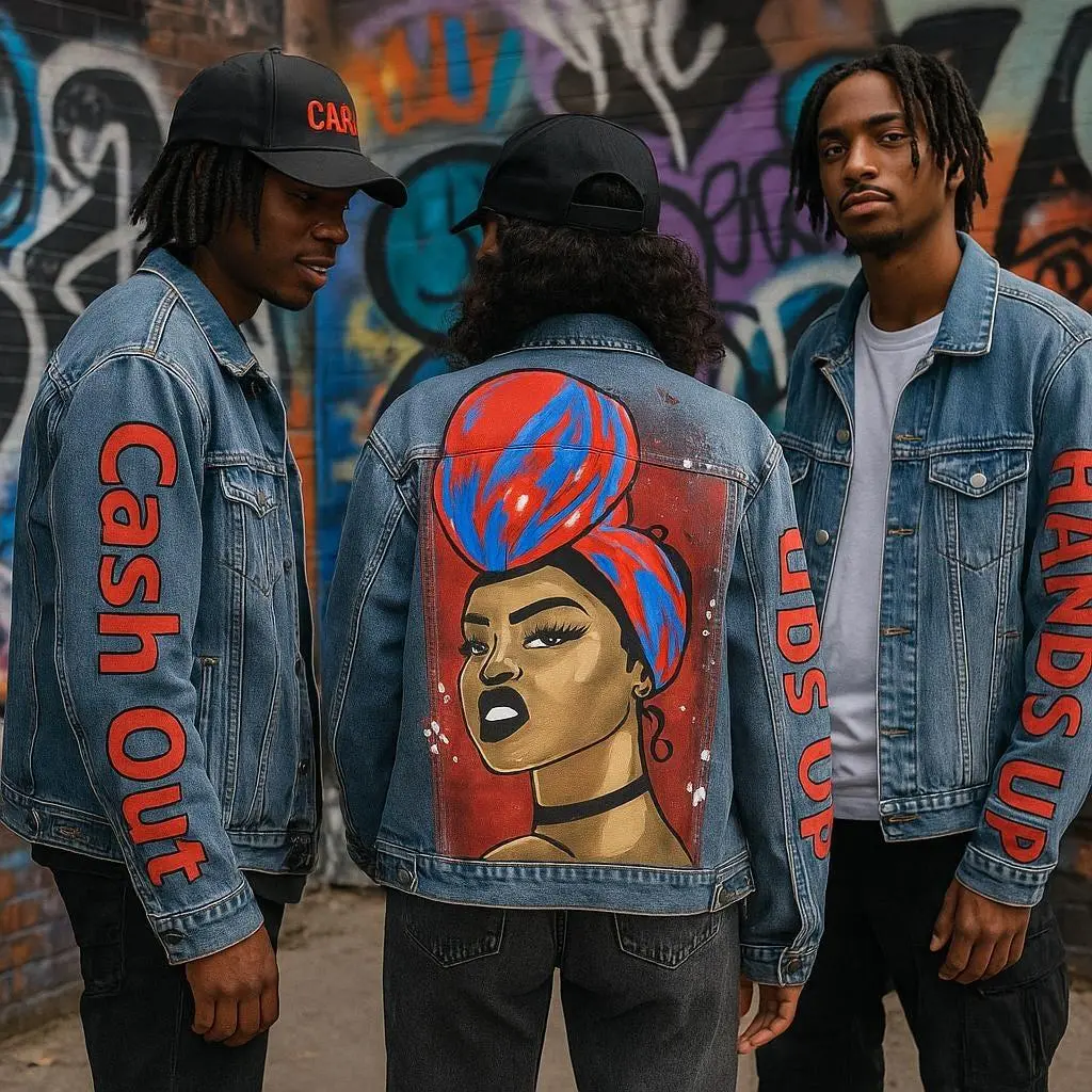 Birthday Gift for Him | Hand-Painted Hip Hop Denim Jacket – Custom Streetwear Graffiti Art | Unique Urban Fashion Gift