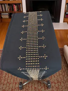 Black & Gold Chadder Shawl – Shesha Mirror Work & Geometric Detailing