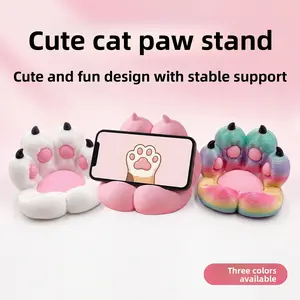 Cute Cat Paw 3D Phone Stand for Desktop and Tablet, Lazy Support for Home Decor, Dormitory Binge-Watching Gadget