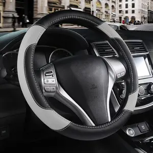 Non-Slip Breathable Microfiber Leather Cover - Grey Steering Wheel Protector, Universal for Most Cars car  steering  wheel  cover