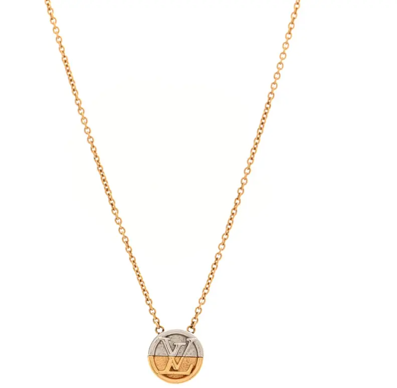 Pre-owned LOUIS VUITTON Metal L to V Necklace Gold Silver 4000025892020