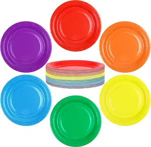 72Pcs 7in Round Colorful Paper Plates - Birthday Party Supplies, Colored Disposable Party Paper Tray, Premium Dessert Cake Decorations - Home Improvement.