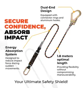 Durable Design with 55mm Gate Open Steel Hook, Shock Absorbing Pack, and Secure Snap Hooks for Height Safety