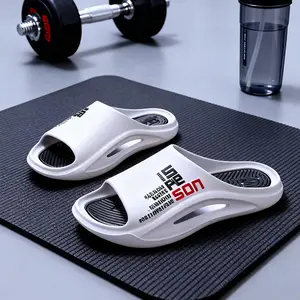 Men's Large Size Printed SON Outdoor Slippers for Beach Indoor Bathroom Use Black White Walking Shoes Footwear