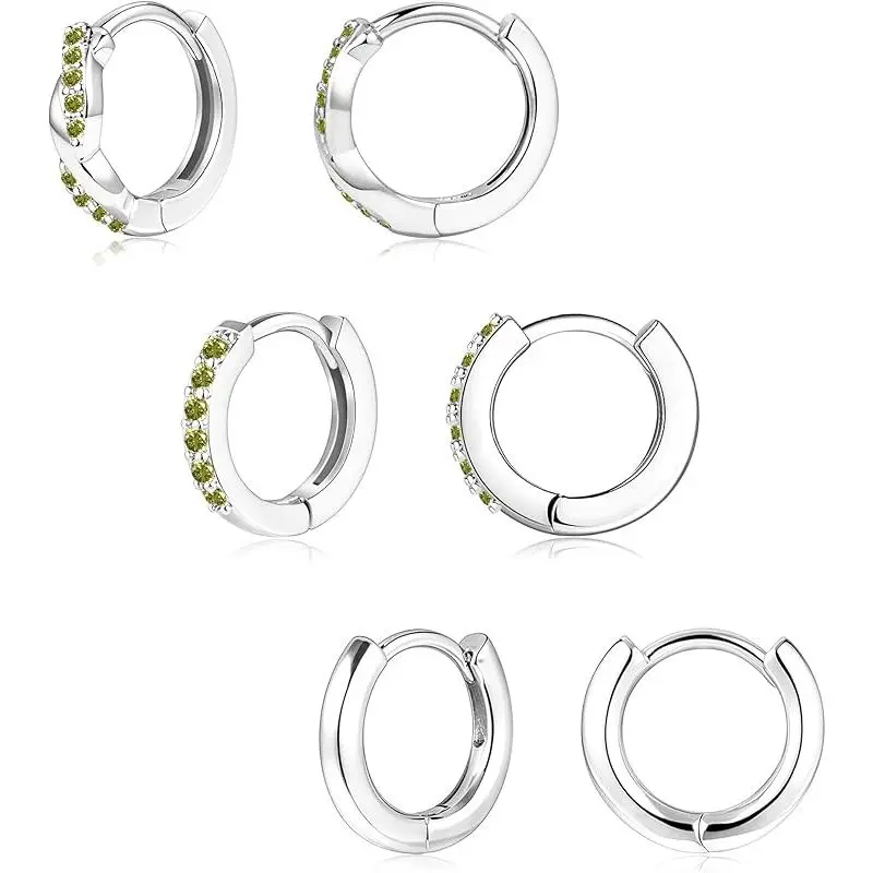 Silver-08 August Peridot Hoop