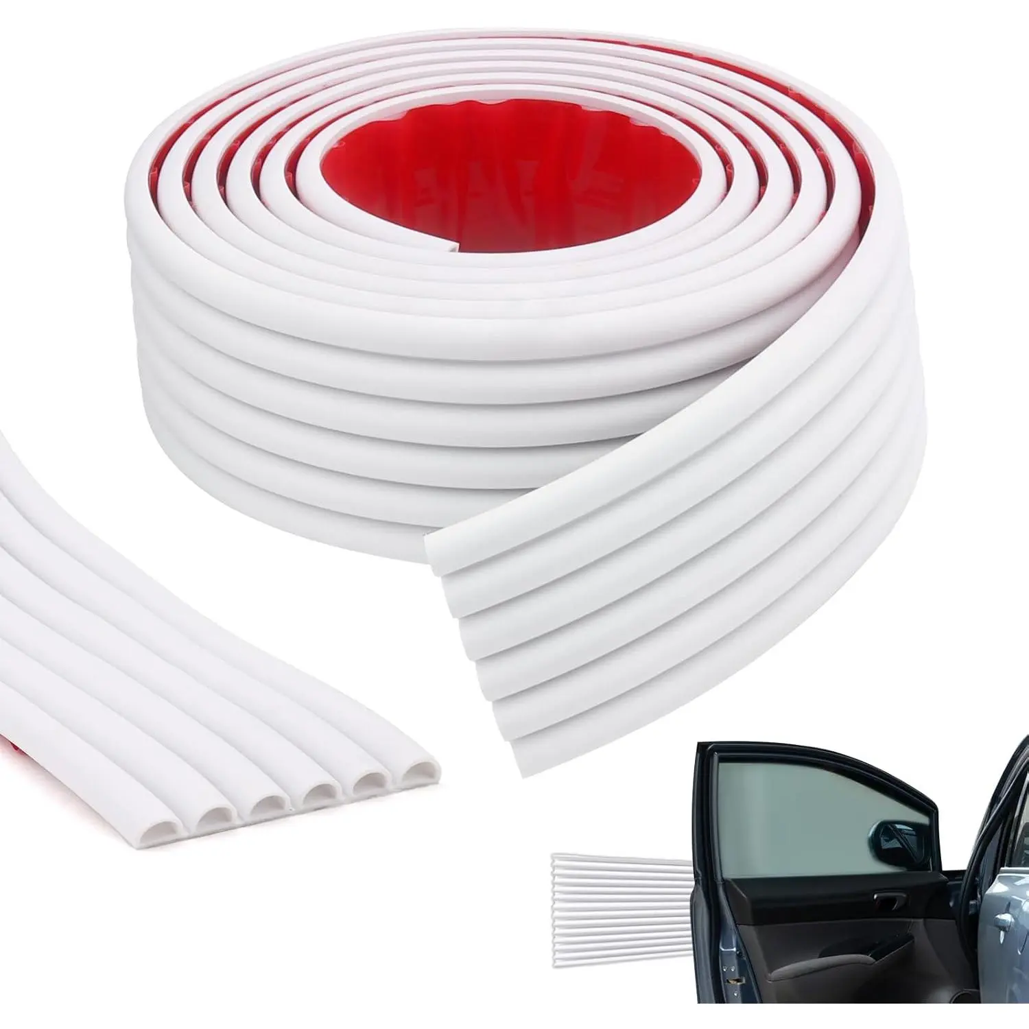 Strong Self-Adhesive Rubber Garage Wall Protector Anti-Scratch Waterproof Bumper Protector for Car SUV Doors, 2.75in x 9.84ft White