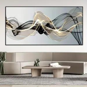 Modern Luxury Canvas Print Poster - Abstract Floating Black Golden Mesh Canvas Wall Art - For Bathroom, Bedroom, Office, Living Room - Home Decoration - No Frame - Perfect Gift for Art Lovers Ornaments Artistic Photo
