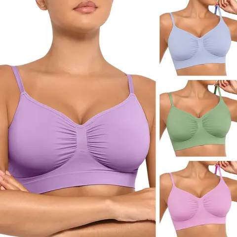 FeelinGirl Women's Wireless Bra Comfort Bralettes No Underwire Unlined Cami Bra Seamless Tshirt Bras Sports Bra Bralette Breatheable Daily Wear Soft Comfortable Womenswear Everyday  newarrivals SohoChic