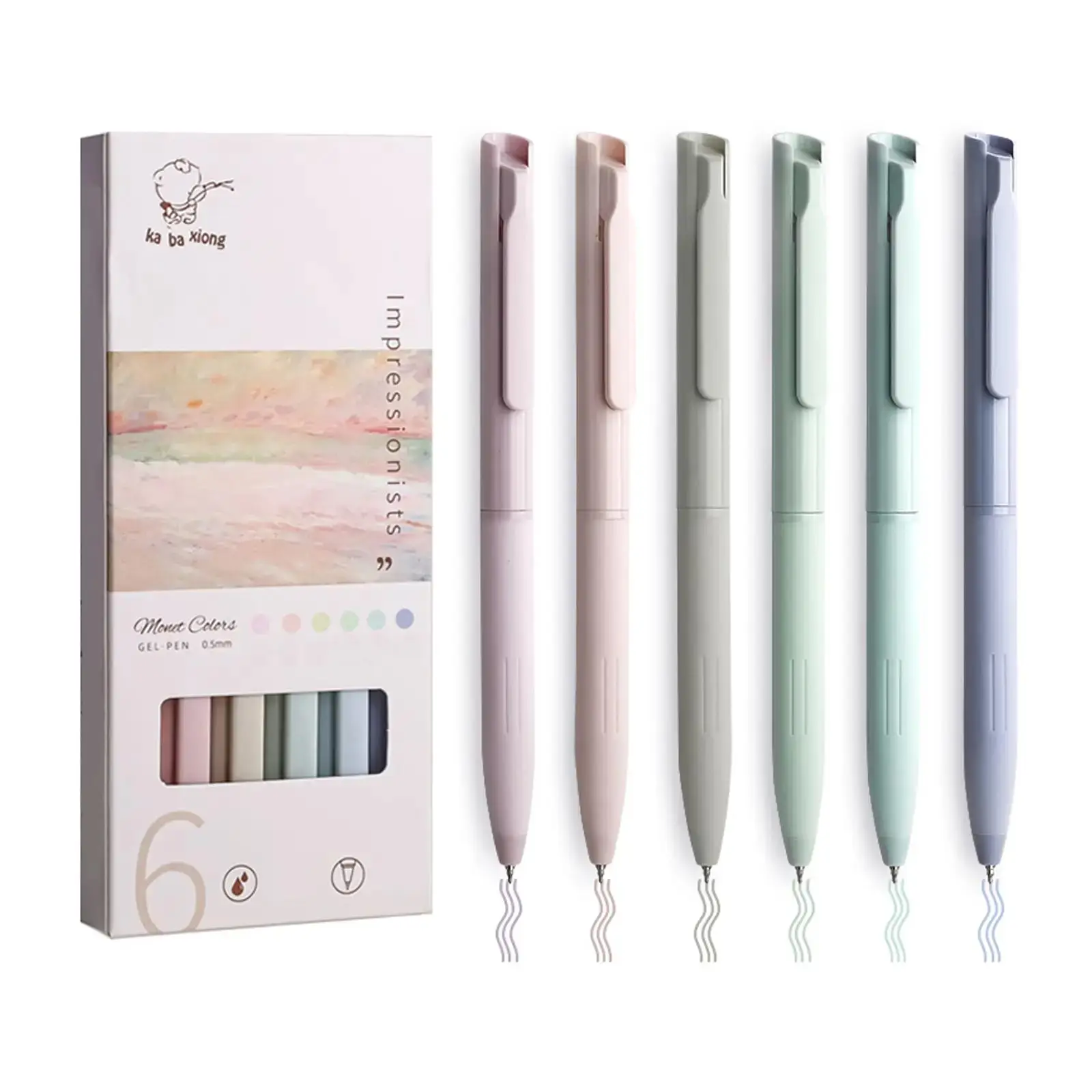 6pcs/set Mixed Color Gel Pen, Press Type Quick Dry Gel Pen, Smooth Writing Pen for Office, School, Students