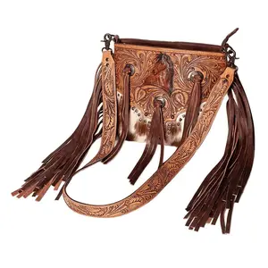 Tooled Horse Hair-On Crossbody Purse