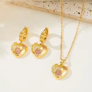 heart-shaped strainless steel jewelry set for women-necklace &earrings