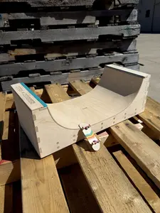 The Two-Face Halfpipe - Wooden Fingerboard Obstacle with Acrylic + Stainless Steel Coping