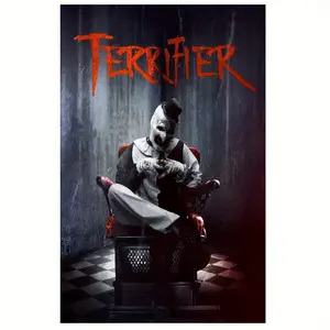 Single Piece 12x18 Inch Terrifier Clown Horror Movie Canvas Art Print, Frameless Killer Clown Wall Decor for Home, Office, Bar with Haunting Halloween Poster