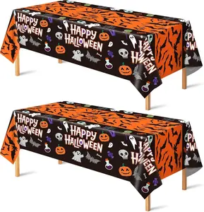 Halloween Decorations - 2 Pack Plastic Tablecloth for Halloween Party Decorations | Skeletons Bats Ghosts Pumpkin Table Decor