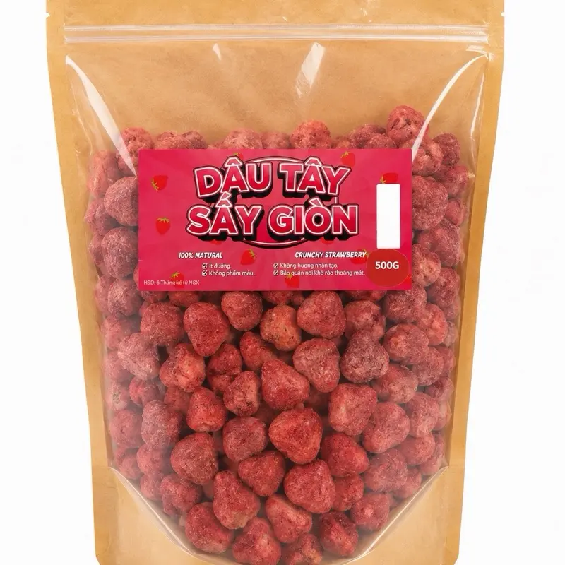 CRUNCHY DRIED STRAWBERRIES 500g-Dâu Tây Sấy Giòn 500g