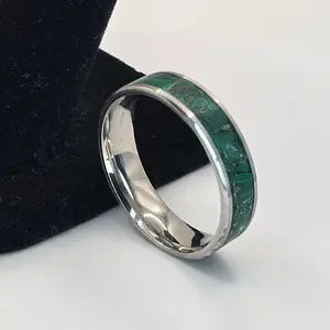 Malachite Stainless Steel sizes 4.5-12 Widths 8mm,6mm,2mm Rock Crystal Rings Natural