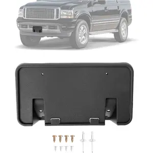 Front License Plate Holder Bracket Compatible with 1999-2004 Ford F-250 F-350 F-450 F-550 Super Duty Excursion License Plate Mounting Frames Replacement for F81Z17A385AA Black Plastic Car Accessories Truck Automotive Vehicle