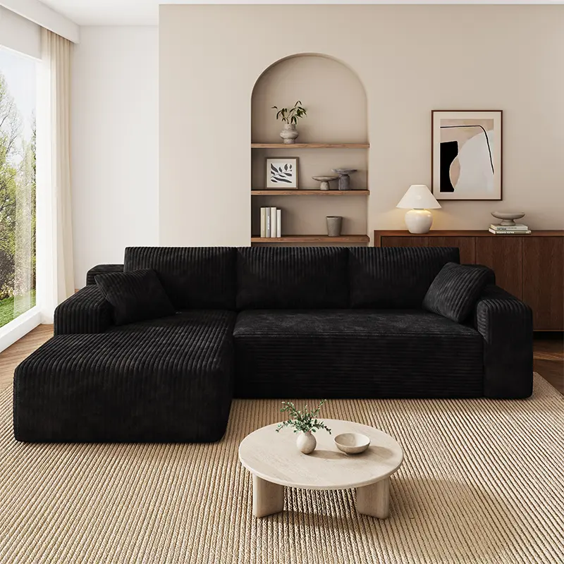 1 Packages 96-Inch U-Shaped Memory Foam Sectional Sofa — An oversized modular design offering "cloud-like" comfort; features deep seating and compressed corduroy fabric, combining space-saving capabilities with a convertible sleeper function.