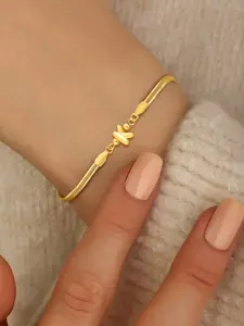 Women's Fashion Vintage Stainless Steel Herringbone Chain, Bubble Letter Design, Casual Style, All Seasons Wear, Jewelry Bracelet