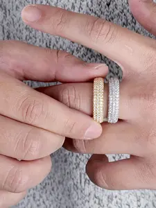 Hip Hop Ring with Micro Paved Cubic Zirconia, Trendy Simple Men's Ring Jewelry, Unique Fashion Accessory for Stylish Cubic Zirconia Rings