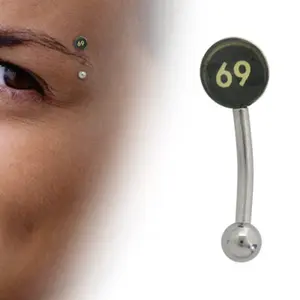 5mm 69 Logo Curved Eyebrow Ring - High Quality 316L Surgical Steel Barbell