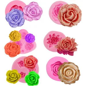 6 Pieces 3D Flower Mold,Peony Mold,Flower Resin Casting Mold,Resin Making Molds,Silicone Soap Mold,Rose Mold,for Candle,Wax,Home Decor,Valentine's Day Gifts,DIY Hand Tools Kits