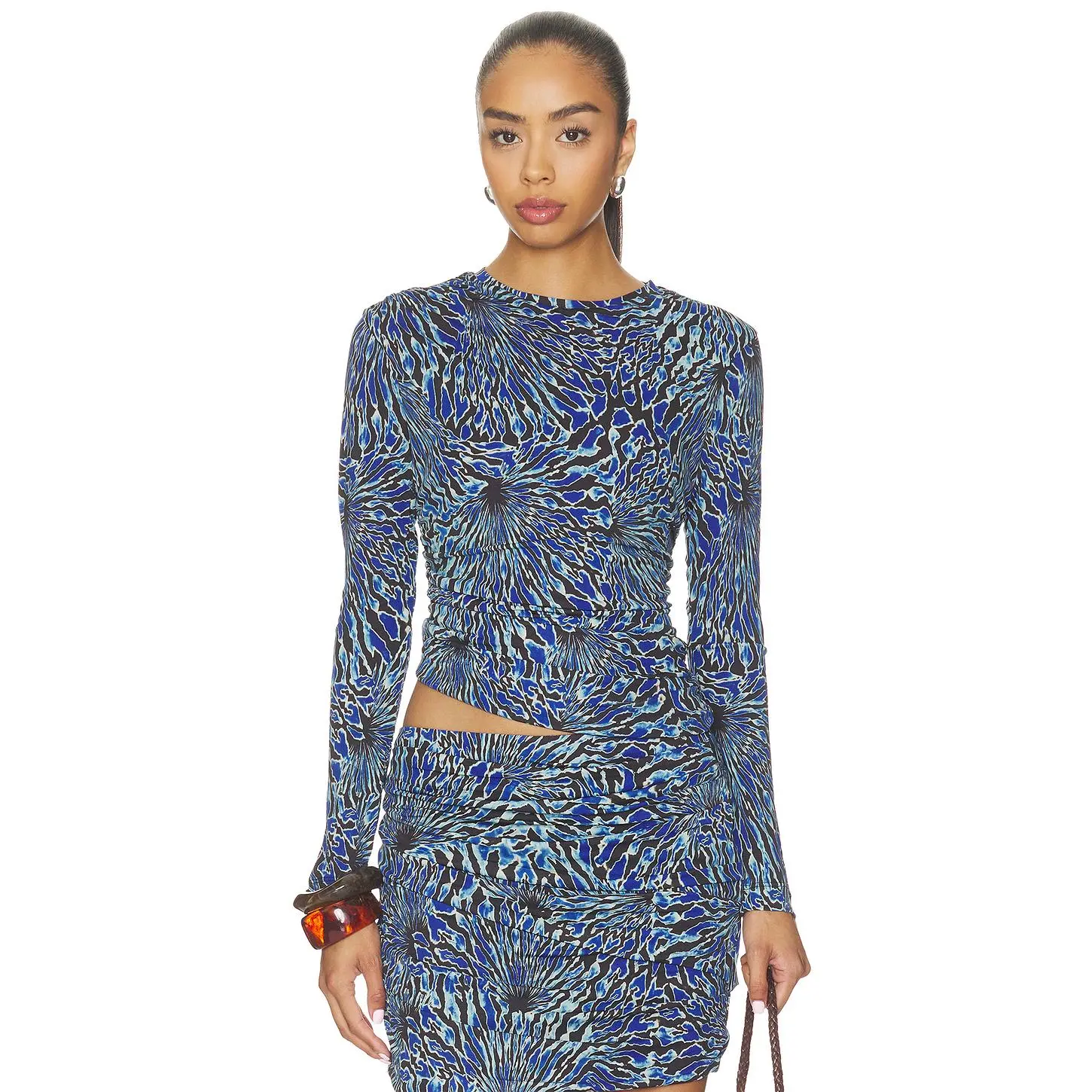 Ulla Johnson Nova Ruched Jersey Top in Lapis