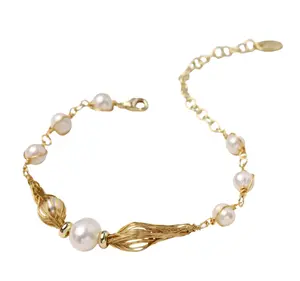Pearl Crush Gold Wrap Adjustable Bracelet for Women outdoorfun